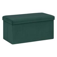 Atmosphera Poef/krukje/hocker Amber - Opvouwbare opslag box - fluweel smaragd groen - 76 x 38 x 38 cm   - - thumbnail