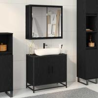 Badkamermeubelset met opslag 2 pcs Zwart eiken 65 x 33 x 60 cm