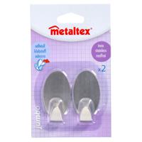 Metaltex Ovalen Plakhaken 2 Stuks RVS - thumbnail