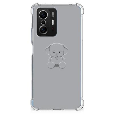 Xiaomi 11T | 11T Pro Stevig | Bumper Hoesje | Grijs Baby Olifant Xiaomi 11T | 11T Pro Stevig | Bumper Hoesje | Grijs Baby Olifant