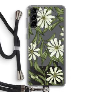 Wit bloemenpatroon: Samsung Galaxy S21 Plus Transparant Hoesje met koord