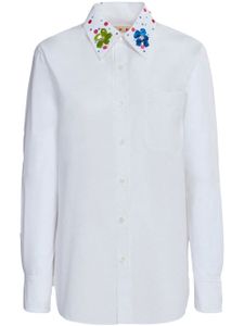 Marni chemise en coton à col orné de sequins - Blanc