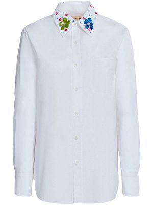 Marni chemise en coton à col orné de sequins - Blanc