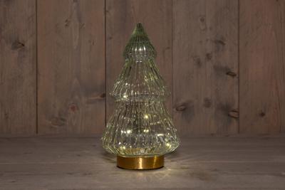 B.O.T. Tree Glass 15X28,5 cm Clear With Golden Base 10Led - Annas collection