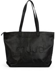 MUUD Laura-draagtas Black - Handgemaakt leren tas met afneembare portemonnee 34x50x16cm