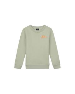 Malelions Sweater signature gestreept - Zeegras / Oranje