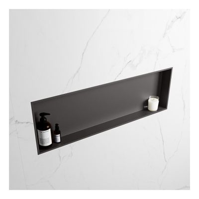 Wandnis Solid Surface Easy | In- en opbouw | 30x90x8 cm | 1 vak | Dark grey
