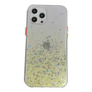 iPhone 14 Plus hoesje - Backcover - Camerabescherming - Glitter - TPU - Geel
