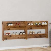 Wand Schoenenkasten met plank 2 pcs Oud hout Bewerkt hout