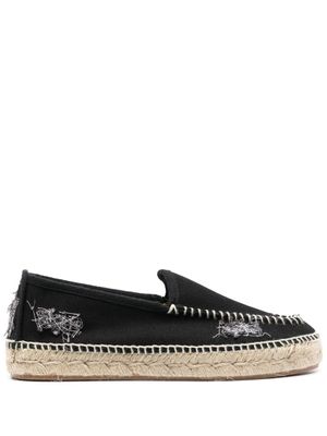 Maison Margiela espadrilles en toile à broderies - Noir