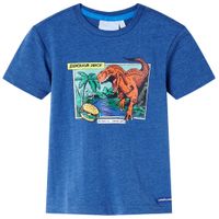 Kindershirt dinosaurusprint 92 gemleerd donkerblauw