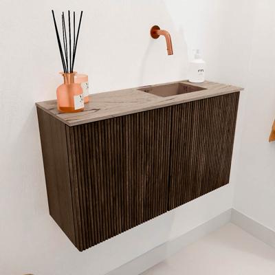 Toiletmeubel Mondiaz Joya Dlux | 70 cm | Meubelkleur Walnut | Faye wastafel Arena Wasbak Rechts | Zonder kraangat(en)