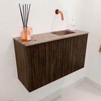 Toiletmeubel Mondiaz Joya Dlux | 70 cm | Meubelkleur Walnut | Faye wastafel Arena Wasbak Rechts | Zonder kraangat(en)