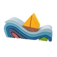 Houten puzzel "golvenboot" van lindehout Maat: