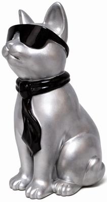 Zilveren poes met zonnebril - 40 cm