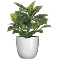 Groene Philodendron kunstplant 49 cm in bloempot wit Dia 14.5 cm