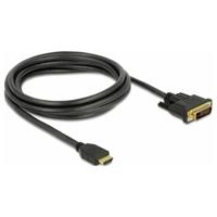 Delock 85654 HDMI-kabel HDMI / DVI Aansluitkabel HDMI-A-stekker, DVI-D 24+1-polige stekker 2 m Zwart Afgeschermd (drievoudig), Vergulde steekcontacten