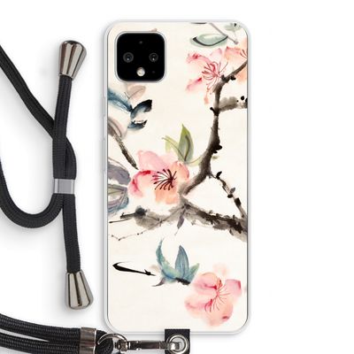 Japanse bloemen: Pixel 4 XL Transparant Hoesje met koord