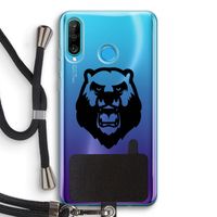 Angry Bear (black): Huawei P30 Lite Transparant Hoesje met koord