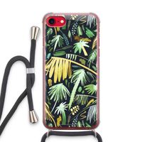 Tropical Palms Dark: iPhone SE 2020 Transparant Hoesje met koord
