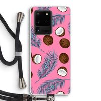 Kokosnoot roze: Samsung Galaxy S20 Ultra Transparant Hoesje met koord