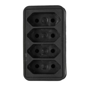 Stopcontact splitter - quattro - zwart - voor 4 platte stekkers - verdeelstekkers   -