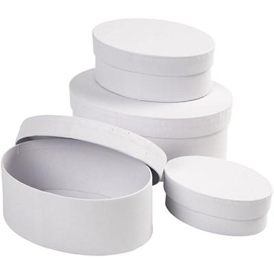 Creativ Company Ovale dozen, h: 4+5+6+7 cm, l: 10+12+14+16 cm, wit, 4 stuk/ 1 set