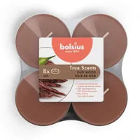 Bolsius geurtheelicht maxi true scents oud wood 8 stuks Bolsius geurtheelicht maxi true scents oud wood 8 stuks