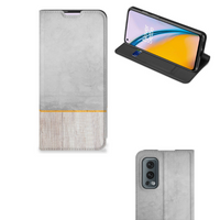 OnePlus Nord 2 5G Book Wallet Case Wood Concrete - thumbnail