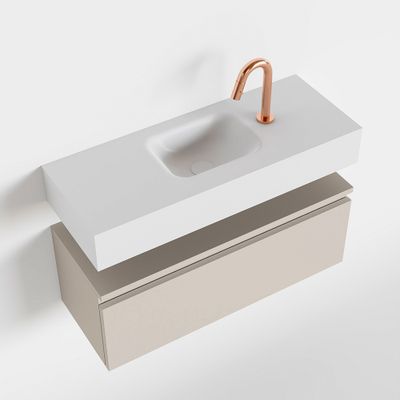 Toiletmeubel Mondiaz Andor | 80 cm | Meubelkleur Linen | Lex vrijhangend wastafel Talc Midden | 1 kraangat