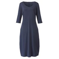 Jersey jurk van bio-katoen in tulpmodel zijzakken, nachtblauw Maat: 36 - thumbnail
