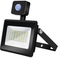 LED Bouwlamp 30W met Bewegingssensor - Natuurlijk Wit 4000K - IP65 - Zwart Aluminium