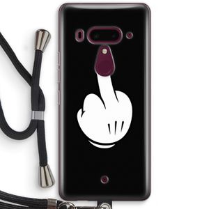 Middle finger black: HTC U12+ Transparant Hoesje met koord