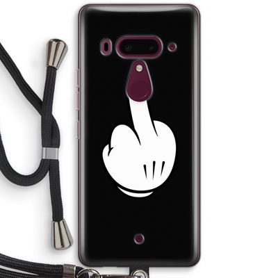 Middle finger black: HTC U12+ Transparant Hoesje met koord