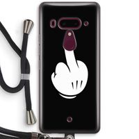 Middle finger black: HTC U12+ Transparant Hoesje met koord
