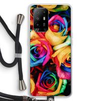 Neon bloemen: Oppo A94 5G Transparant Hoesje met koord Neon bloemen: Oppo A94 5G Transparant Hoesje met koord