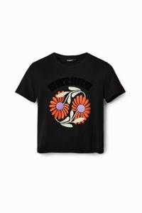 T-shirt met bloemen "Save Nature" - BLACK - XS