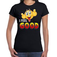 Funny emoticon t-shirt I feel good zwart voor dames