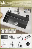 Luxe Waterval Keukenspoelbak - Zwart RVS | Enkelbak | Onderbouw | Inclusief Kraan & Zeepdispenser