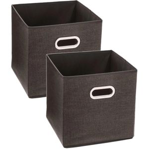 Set van 2x stuks opbergmand/kastmand 29 liter bruin linnen 31 x 31 x 31 cm