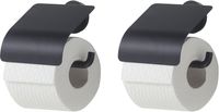 Tiger Urban toiletrolhouder met klep zwart set van 2 stuks - thumbnail