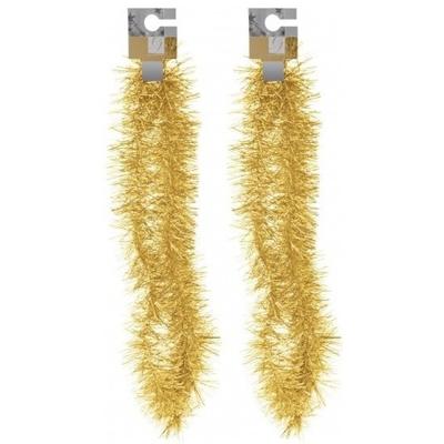 Kerst folieslinger - 2x - goud - 180 cm - tinsel - kerstslinger - kerstboomslinger