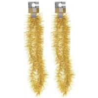 Kerst folieslinger - 2x - goud - 180 cm - tinsel - kerstslinger - kerstboomslinger