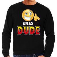 Funny emoticon sweater Relax dude zwart heren - thumbnail