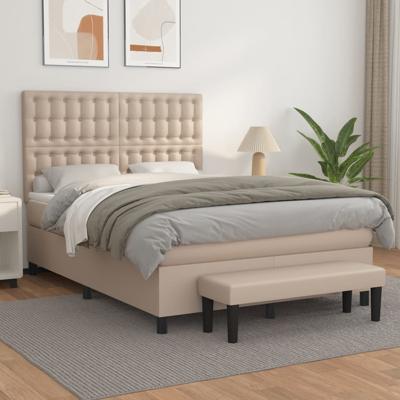 Boxspring met matras kunstleer cappuccinokleurig 140x190 cm