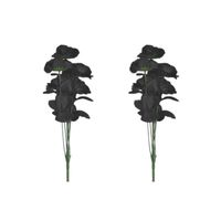 2x Bosje met 6 zwarte rozen halloween decoratie 37 cm 2x Bosje met 6 zwarte rozen halloween decoratie 37 cm