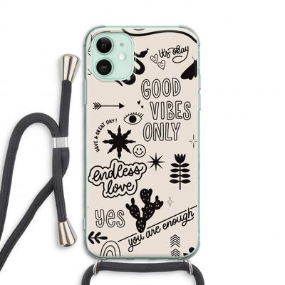 Good vibes: iPhone 11 Transparant Hoesje met koord