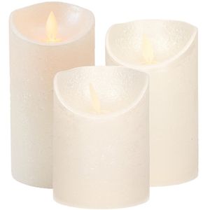 Set van 3x stuks Creme Parel Led kaarsen met bewegende vlam