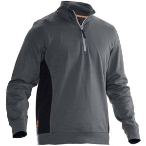 Jobman J5401-grau/schwarz-XL Sweat shirt met kraag Maat: XL Donkergrijs, Zwart