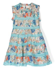 ZIMMERMANN Kids robe fleurie Clover à effet usé - Bleu